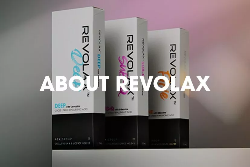About REVOLAX text with full Range of REVOLAX with Lidocaine